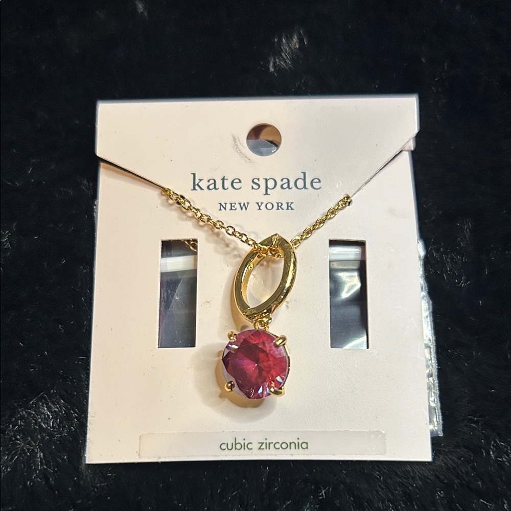Kate Spade Gold Necklace with Purple Cubic Zirconia